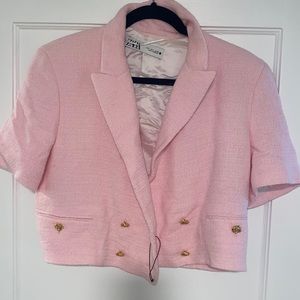Zara cropped pink blazer